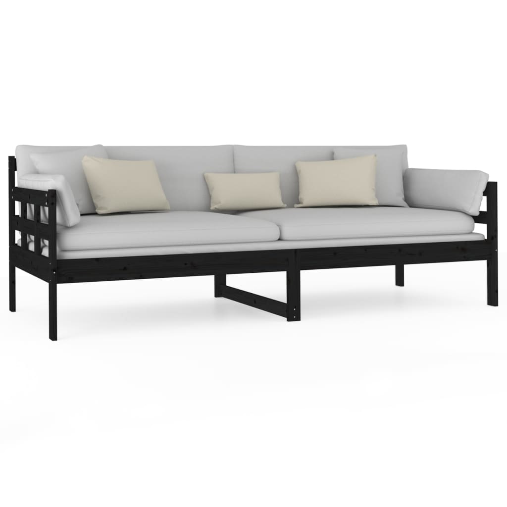 daybed 80x200 cm massivt fyrretræ sort