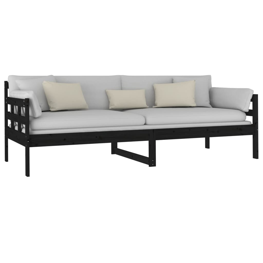 daybed 80x200 cm massivt fyrretræ sort