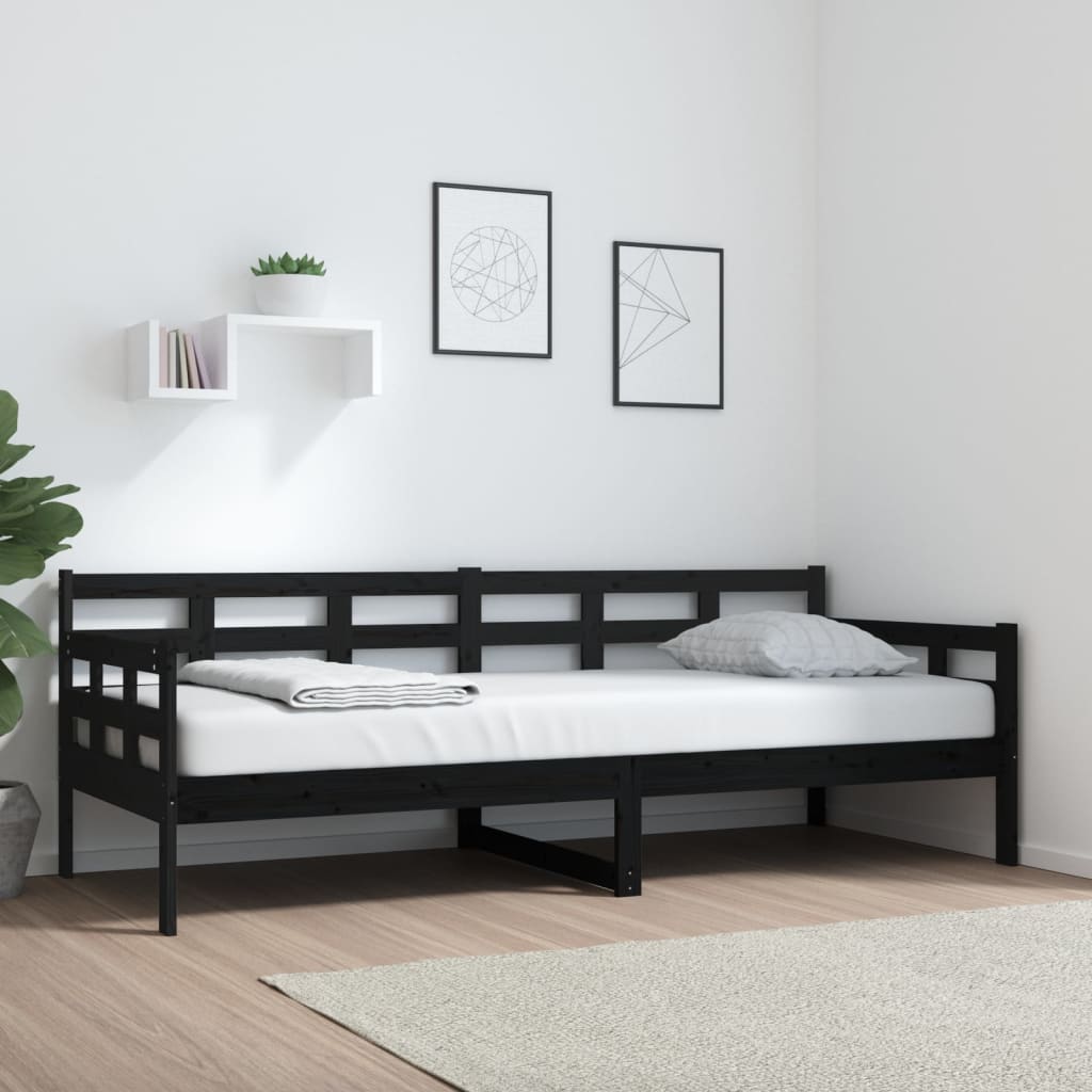daybed 80x200 cm massivt fyrretræ sort