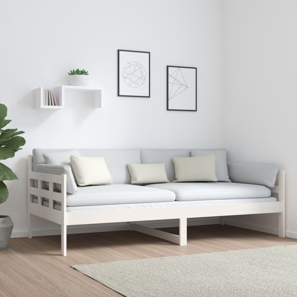 daybed massivt fyrretræ hvid 90x190 cm