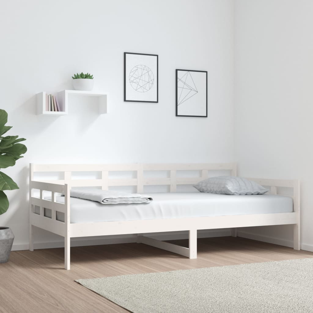 daybed massivt fyrretræ hvid 90x190 cm