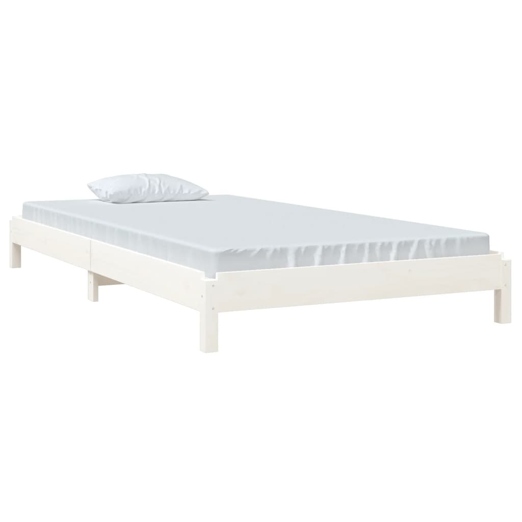 stabelbar seng 100x200 cm massivt fyrretræ hvid
