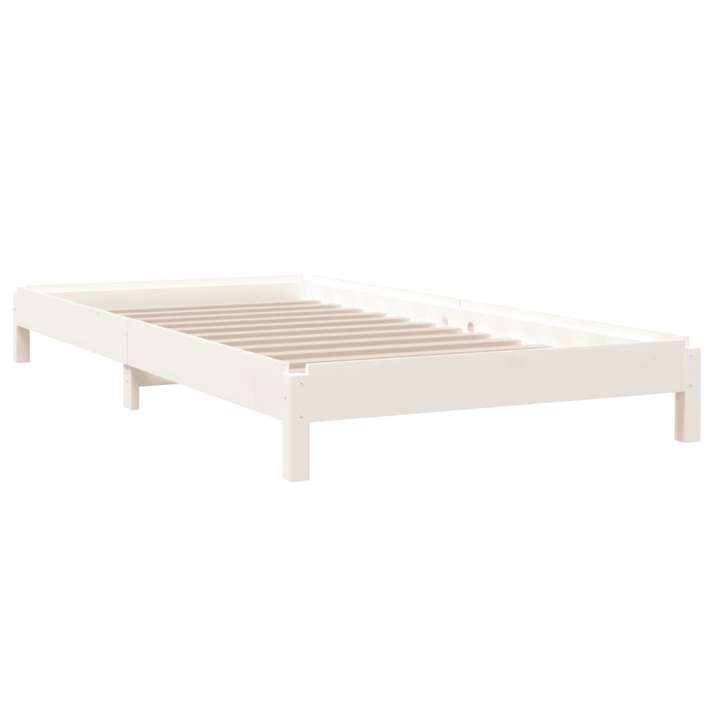stabelbar seng 90x190 cm massivt fyrretræ hvid
