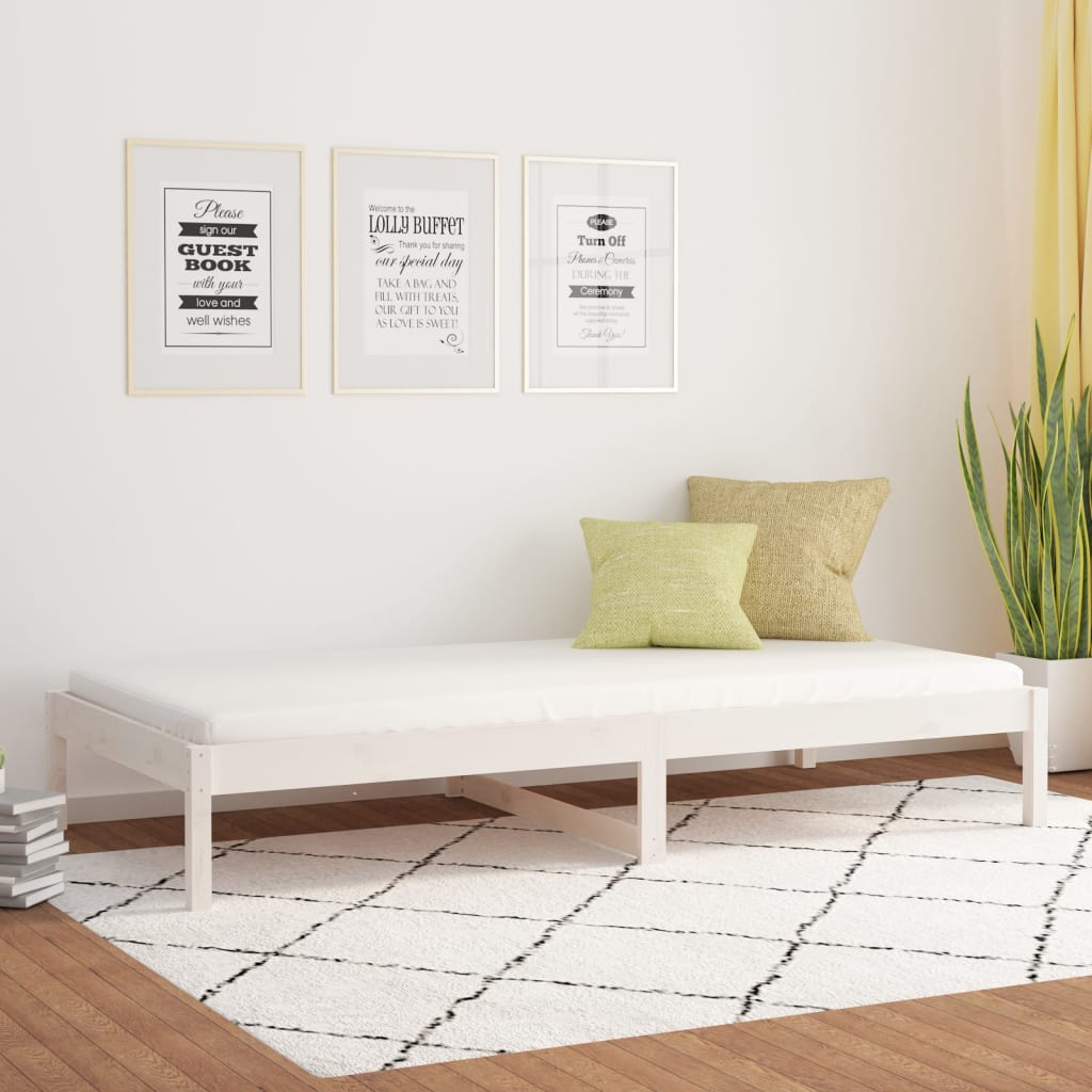 daybed uden madras 80x200 cm massivt fyrretræ hvid