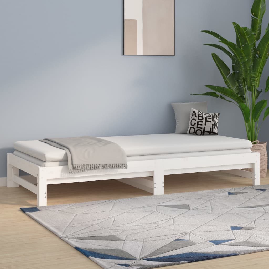 daybed med udtræk 2x(90x200) cm massivt fyrretræ hvid