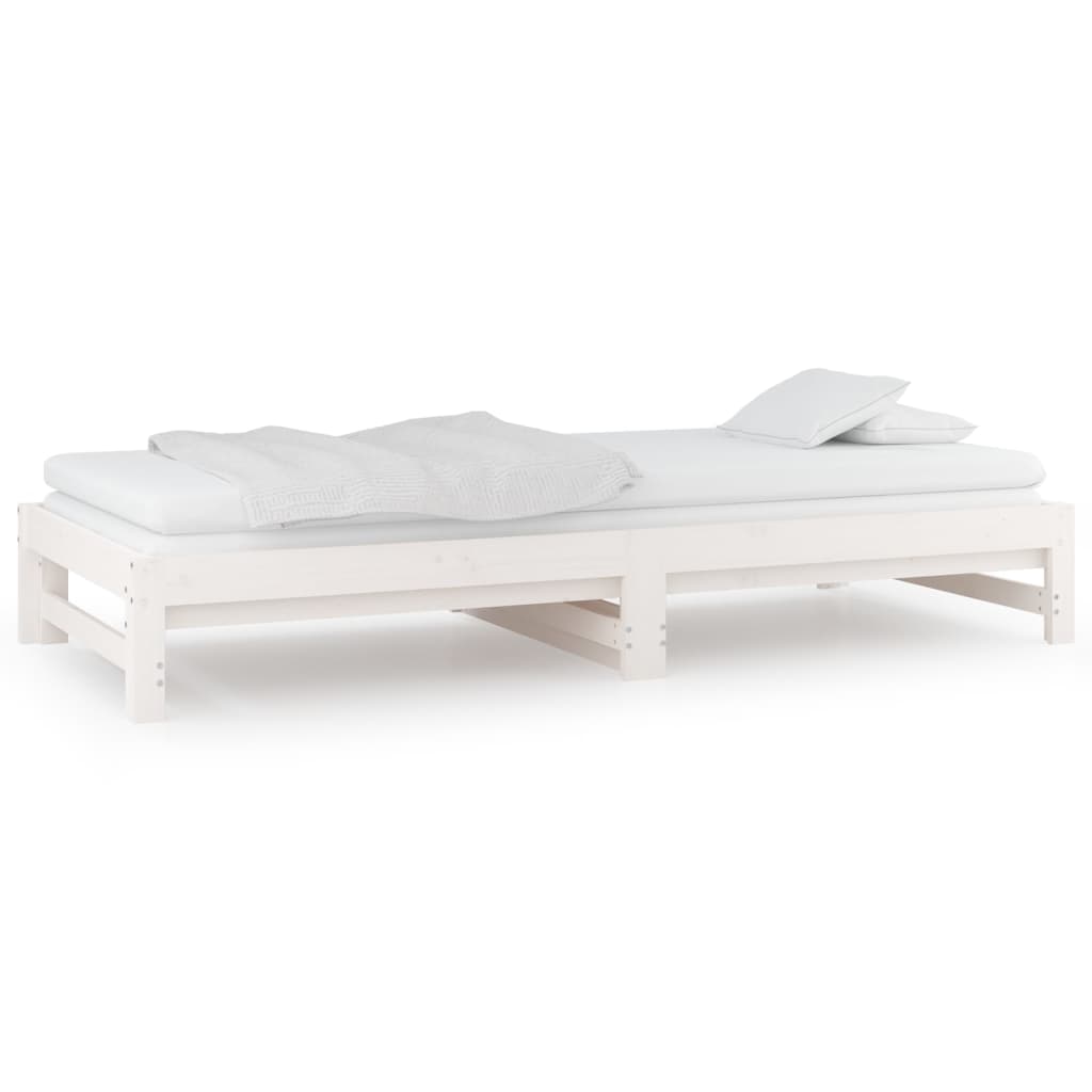 daybed med udtræk 2x(90x200) cm massivt fyrretræ hvid