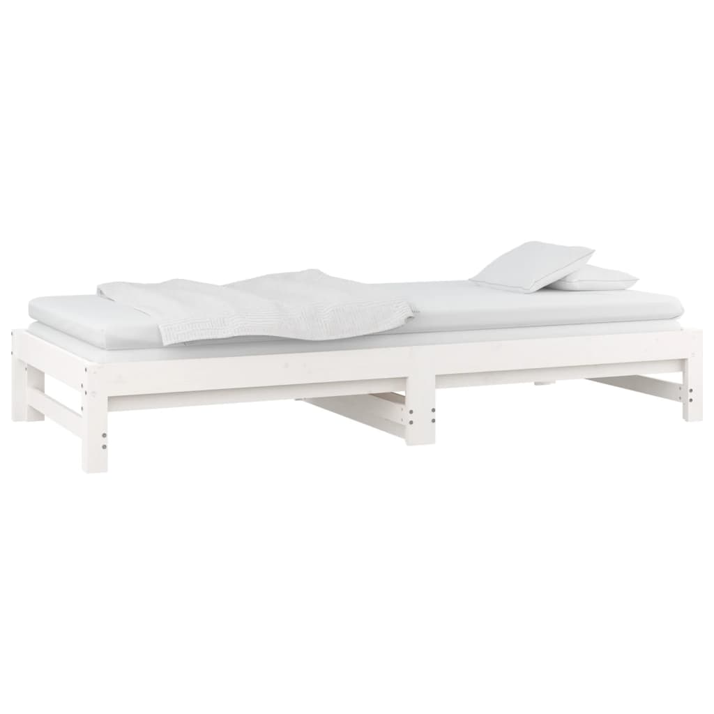 daybed med udtræk 2x(90x200) cm massivt fyrretræ hvid