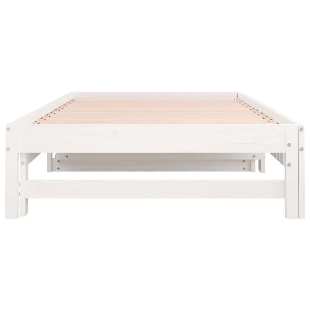 daybed med udtræk 2x(90x200) cm massivt fyrretræ hvid