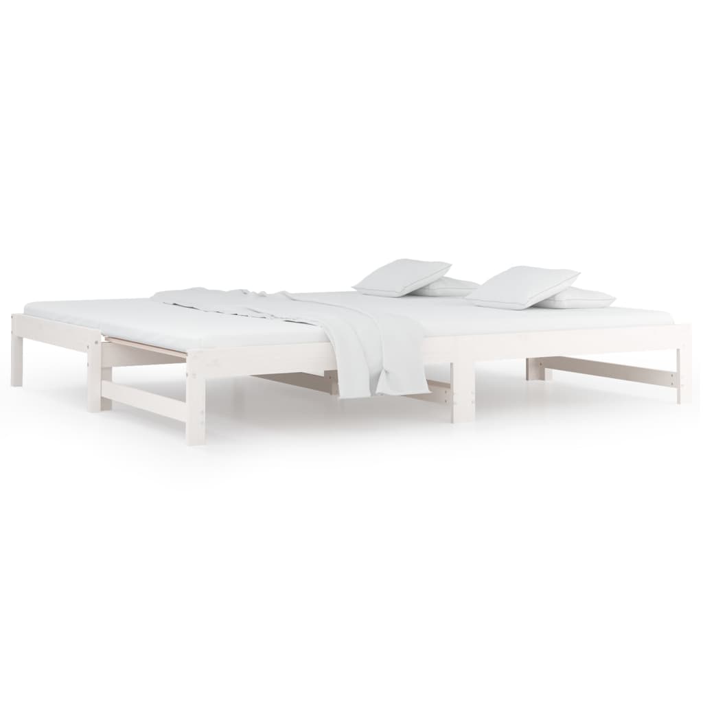 daybed med udtræk 2x(80x200) cm massivt fyrretræ hvid