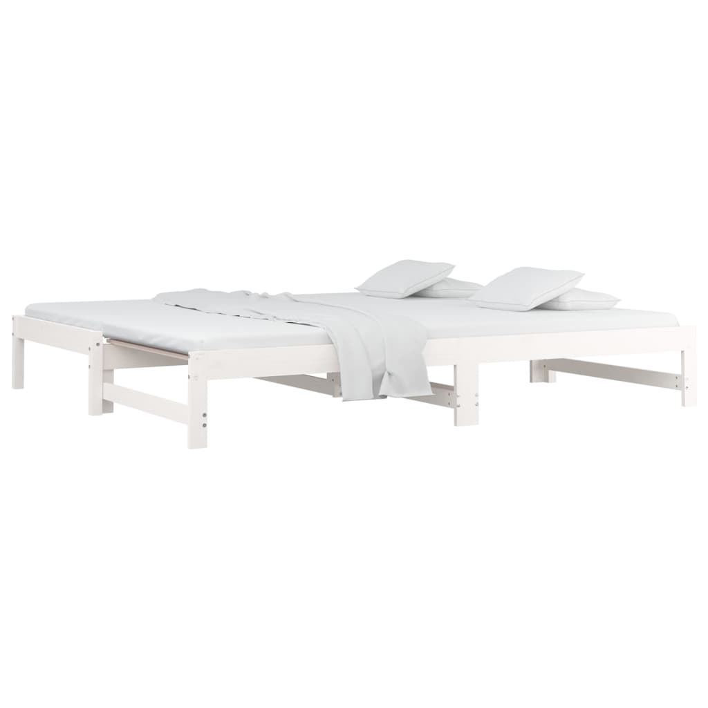 daybed med udtræk 2x(80x200) cm massivt fyrretræ hvid
