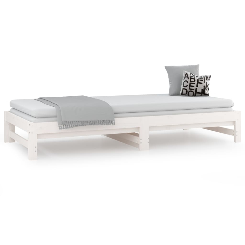daybed med udtræk 2x(80x200) cm massivt fyrretræ hvid