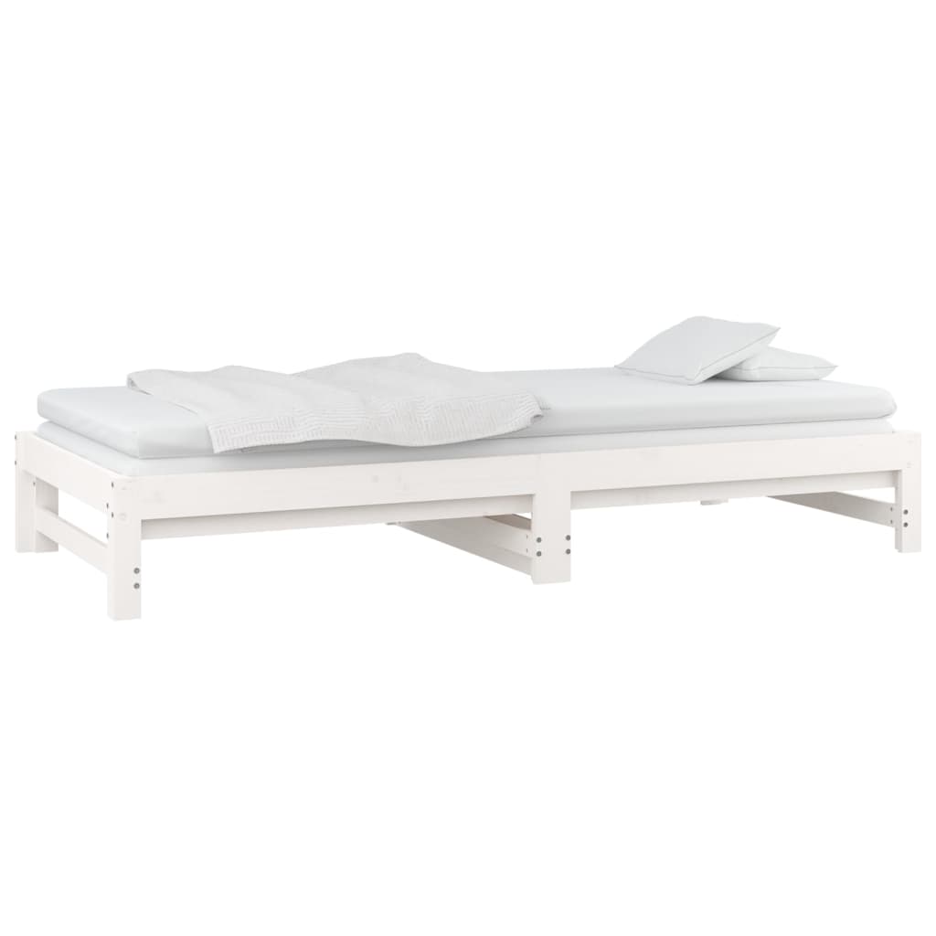 daybed med udtræk 2x(80x200) cm massivt fyrretræ hvid