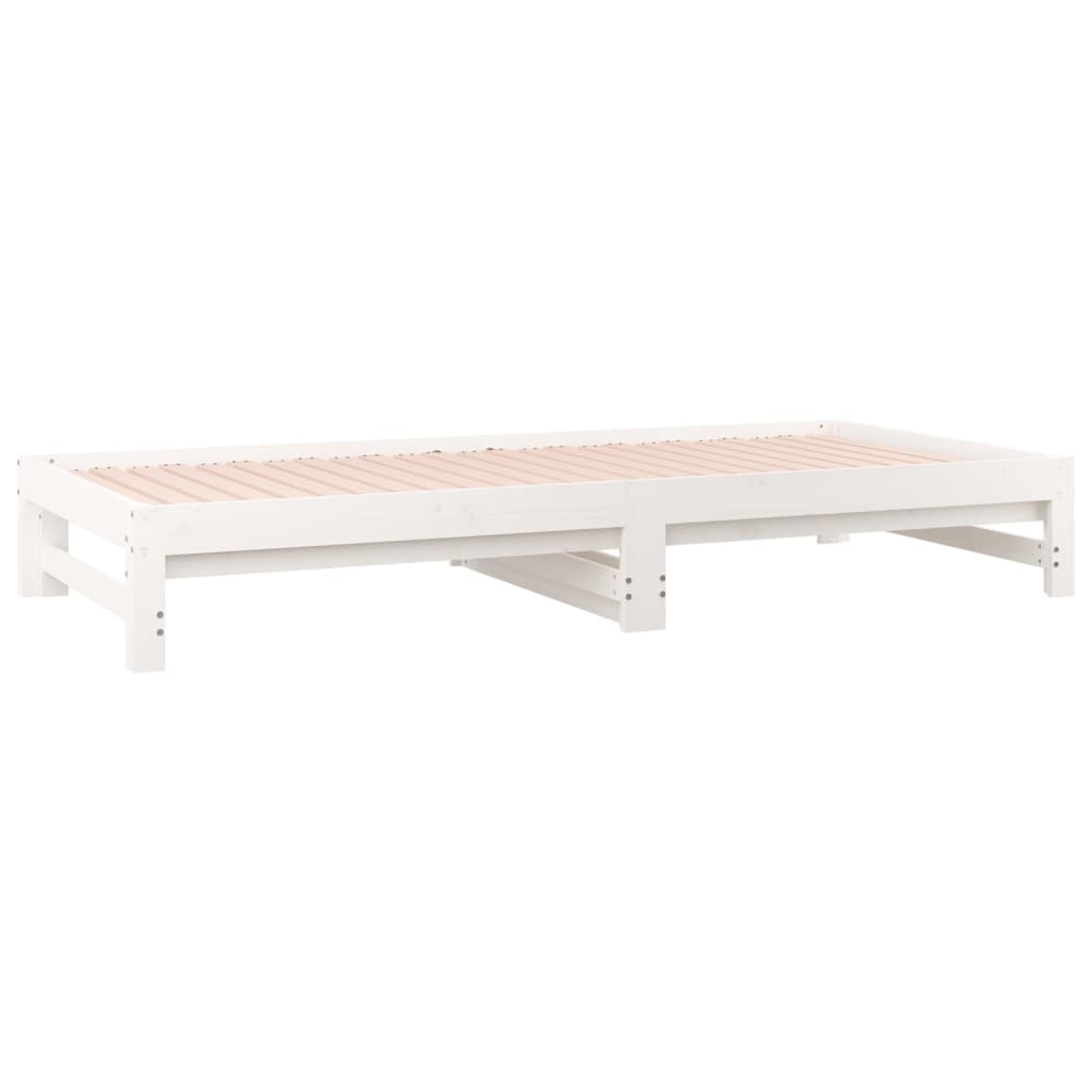 daybed med udtræk 2x(80x200) cm massivt fyrretræ hvid
