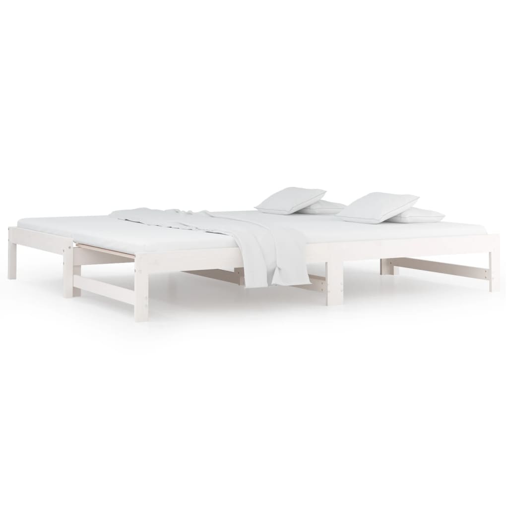 daybed med udtræk 2x(90x190) cm massivt fyrretræ hvid