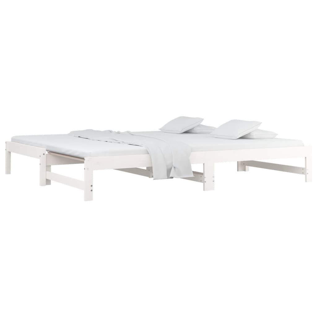 daybed med udtræk 2x(90x190) cm massivt fyrretræ hvid