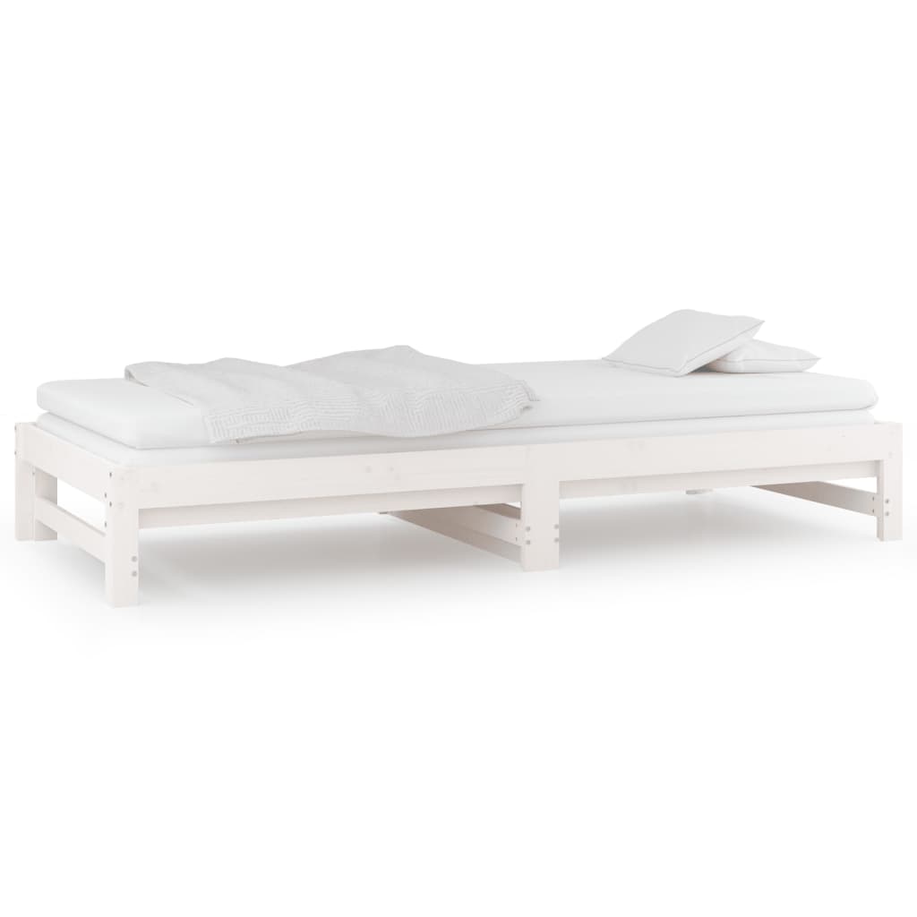 daybed med udtræk 2x(90x190) cm massivt fyrretræ hvid