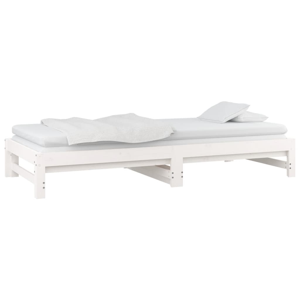 daybed med udtræk 2x(90x190) cm massivt fyrretræ hvid