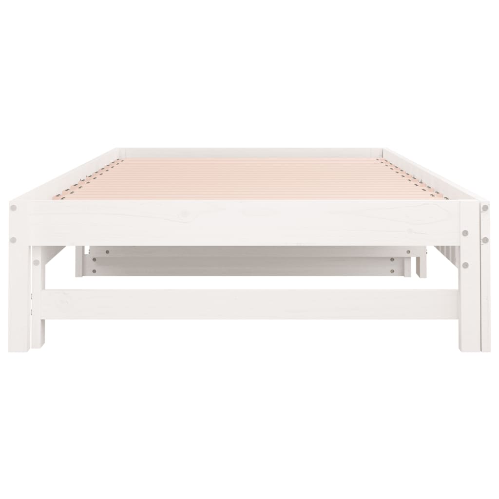 daybed med udtræk 2x(90x190) cm massivt fyrretræ hvid