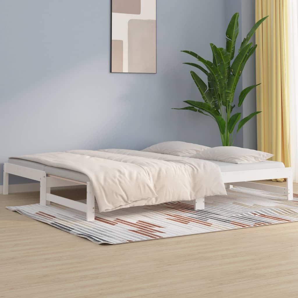 daybed med udtræk 2x(90x190) cm massivt fyrretræ hvid