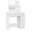 makeupbord med spejl 86,5x35x136 cm hvid
