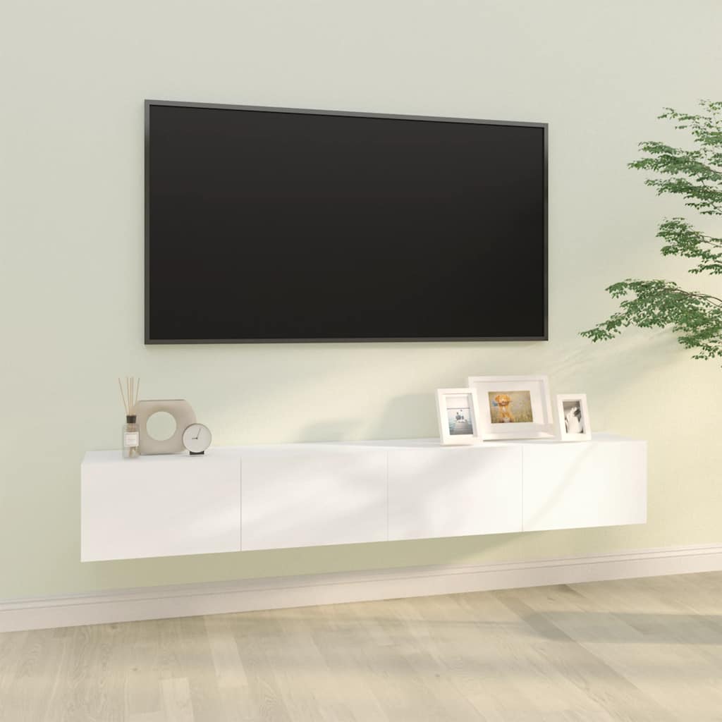 væghængte tv-skabe 2 stk. 100x30x30 cm konstrueret træ hvid