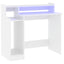 skrivebord med LED-lys 97x45x90 cm konstrueret træ hvid