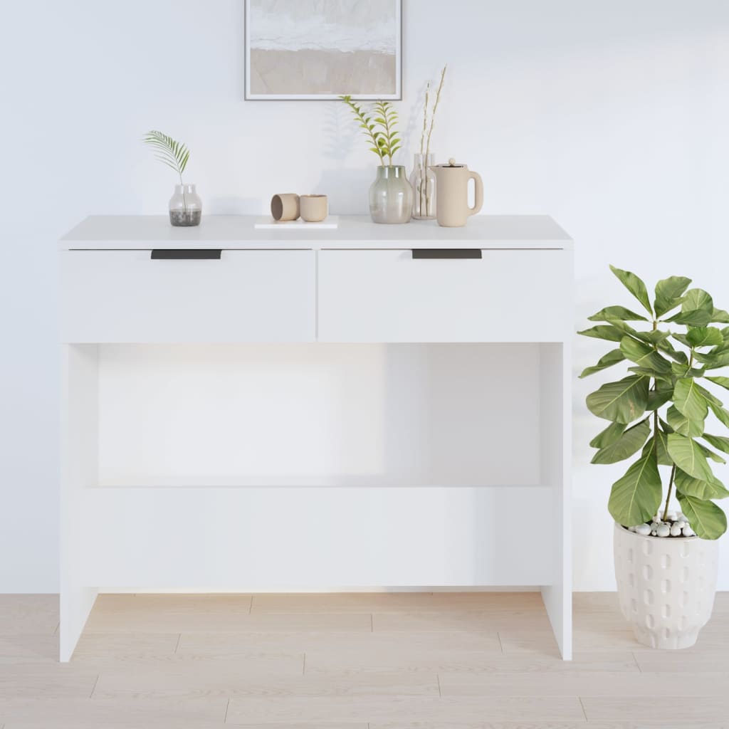 konsolbord 90x36x75 cm konstrueret træ hvid