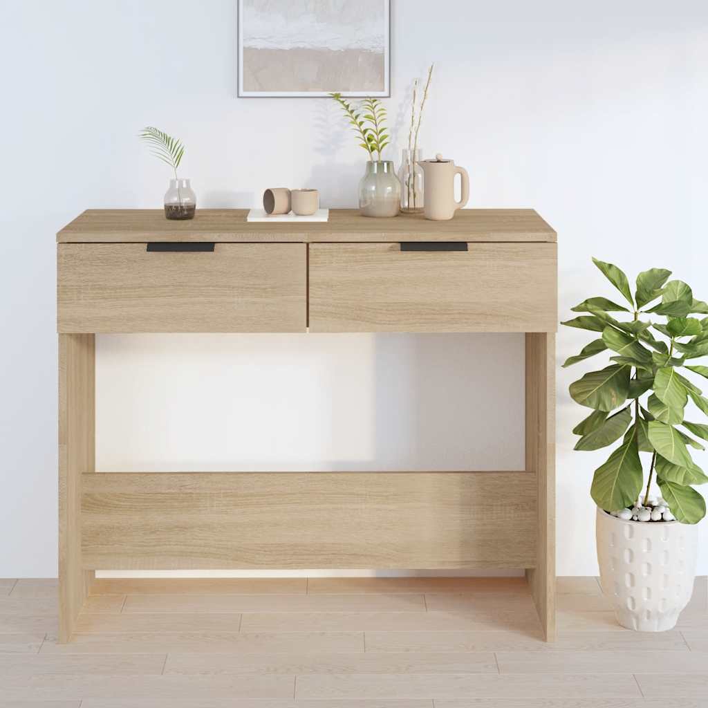 konsolbord 90x36x75 cm konstrueret træ sonoma-eg