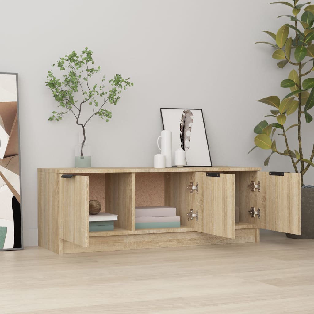 tv-bord 102x35x36,5 cm konstrueret træ sonoma-eg