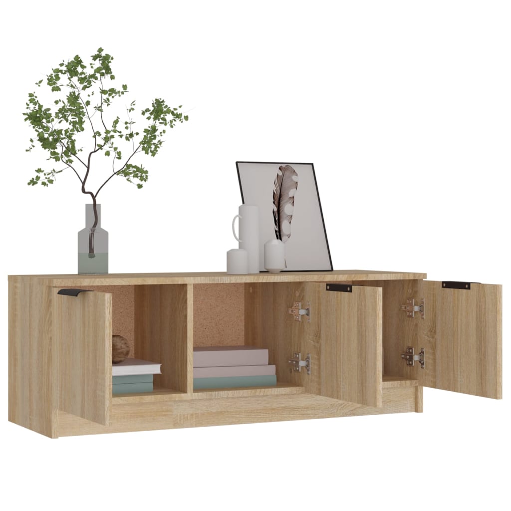 tv-bord 102x35x36,5 cm konstrueret træ sonoma-eg