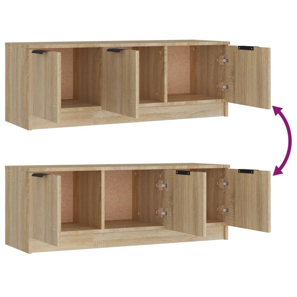 tv-bord 102x35x36,5 cm konstrueret træ sonoma-eg