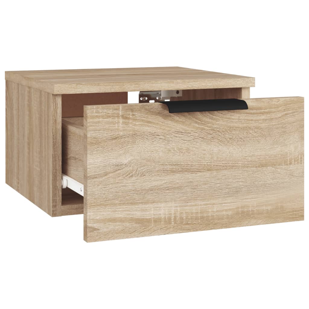 væghængte sengeborde 2 stk. 34x30x20 cm sonoma-eg