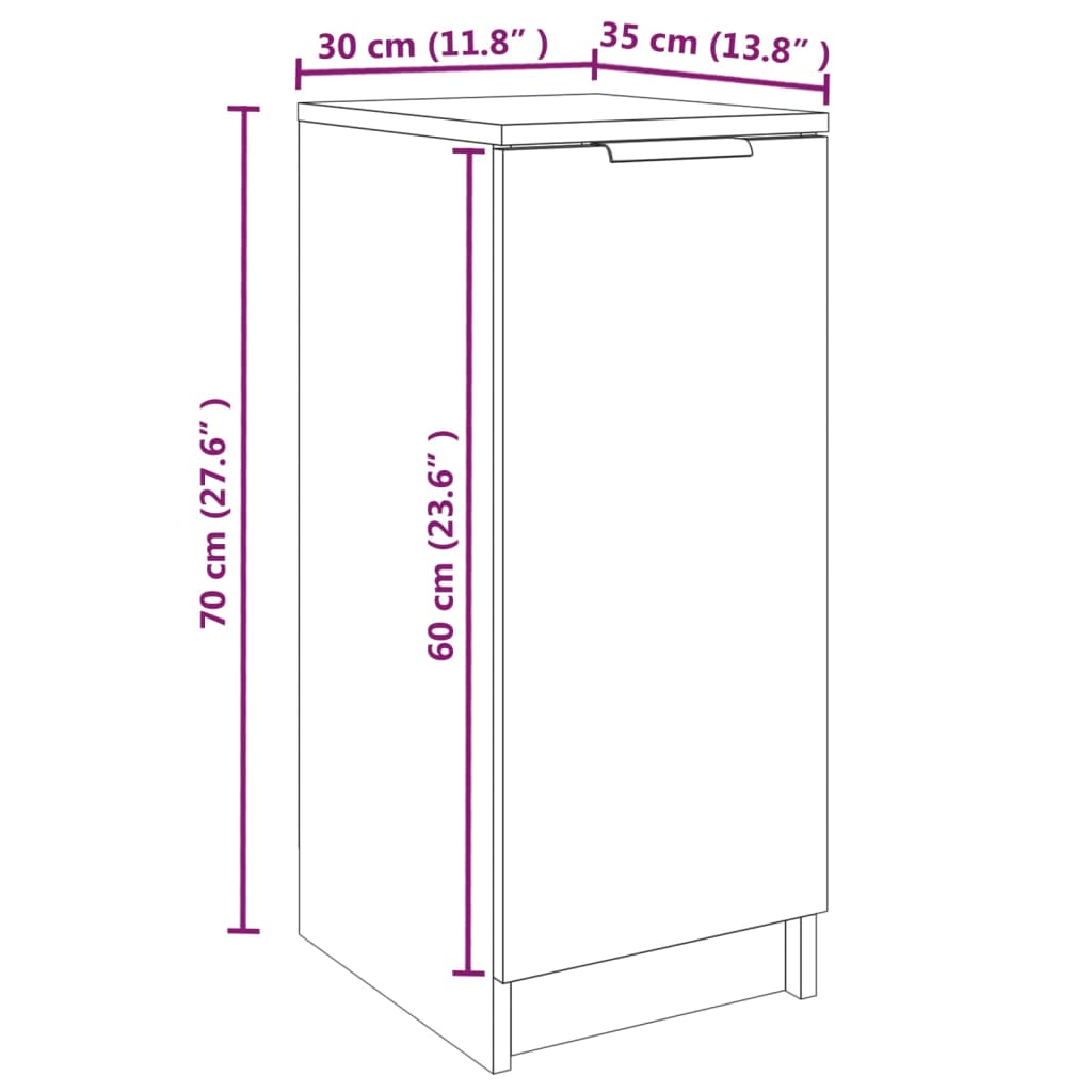 skoskab 30x35x70 cm konstrueret træ hvid