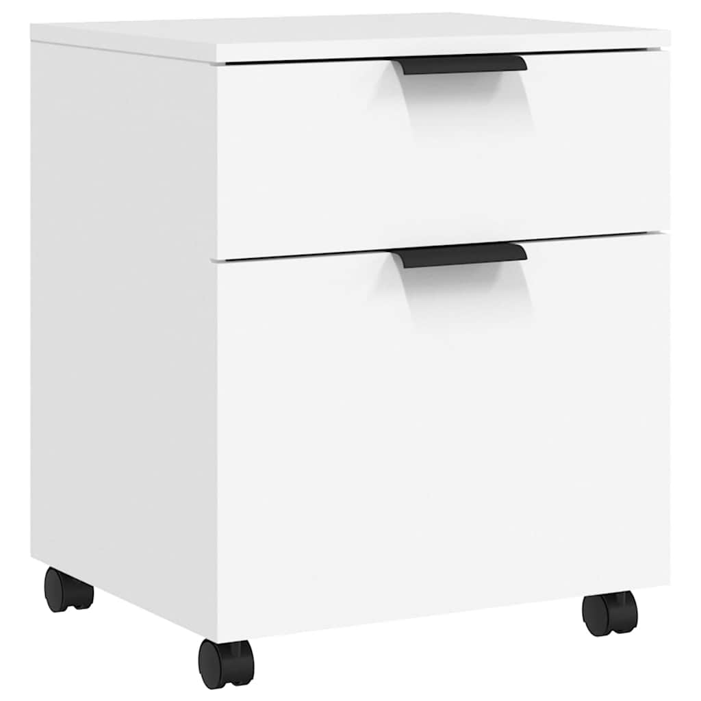 arkivskab med hjul 45x38x54 cm konstrueret træ hvid