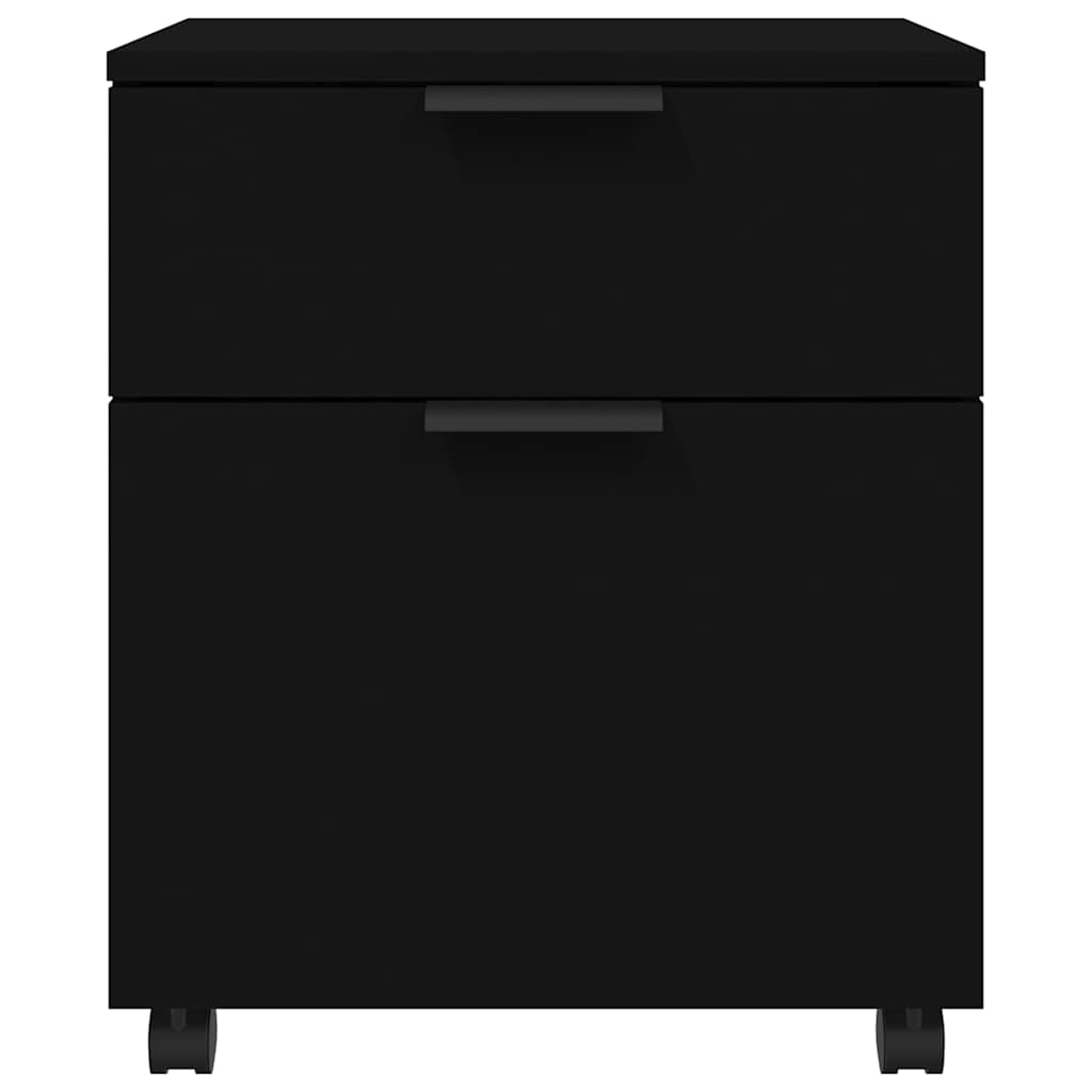 arkivskab med hjul 45x38x54 cm konstrueret træ sort