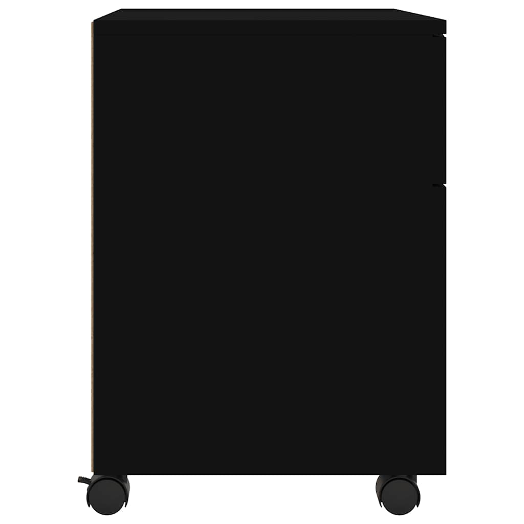 arkivskab med hjul 45x38x54 cm konstrueret træ sort