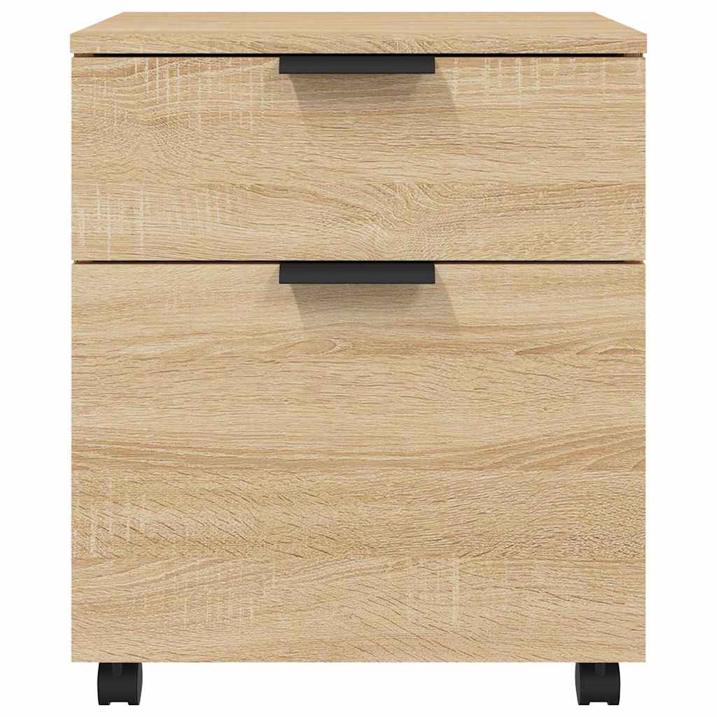 arkivskab med hjul 45x38x54 cm konstrueret træ sonoma-eg