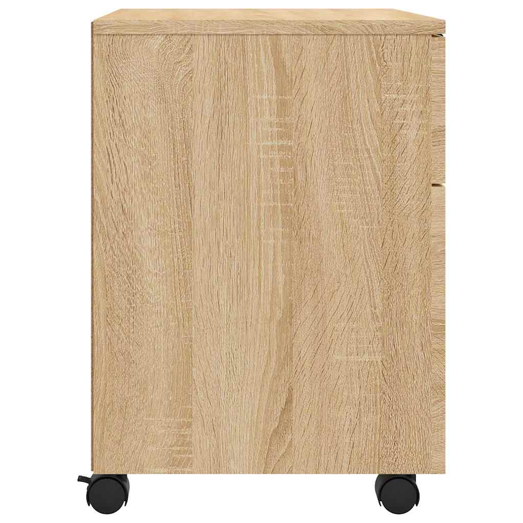 arkivskab med hjul 45x38x54 cm konstrueret træ sonoma-eg