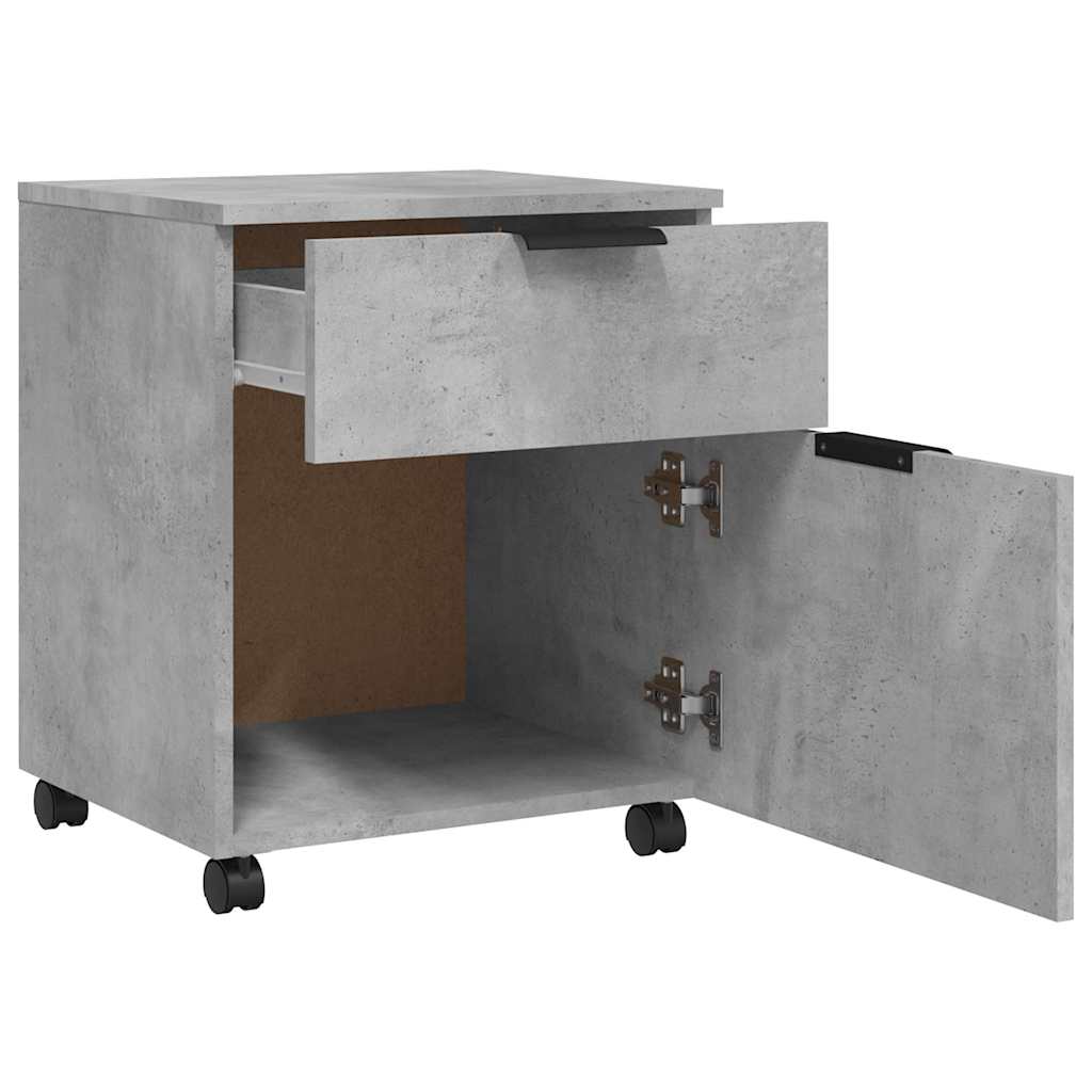 arkivskab med hjul 45x38x54 cm konstrueret træ betongrå