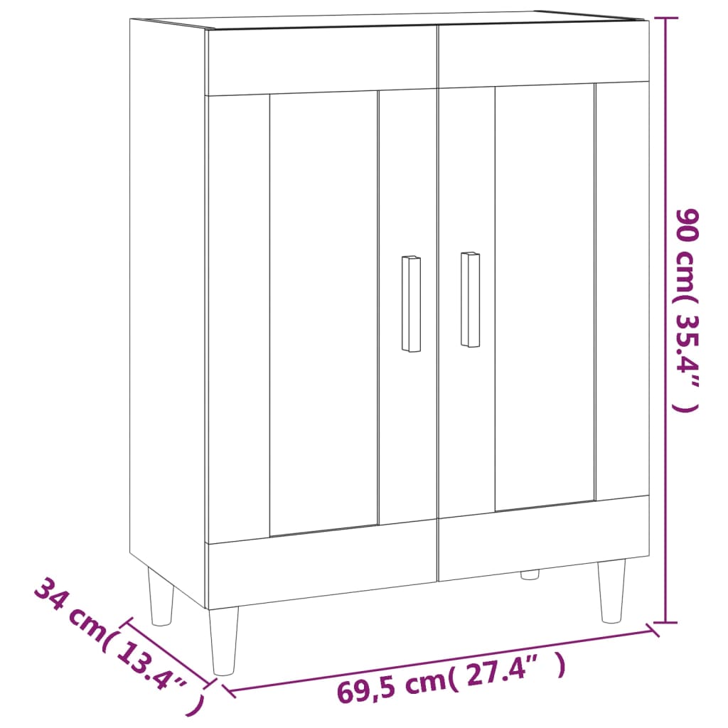 skænk 69,5x34x90 cm konstrueret træ hvid