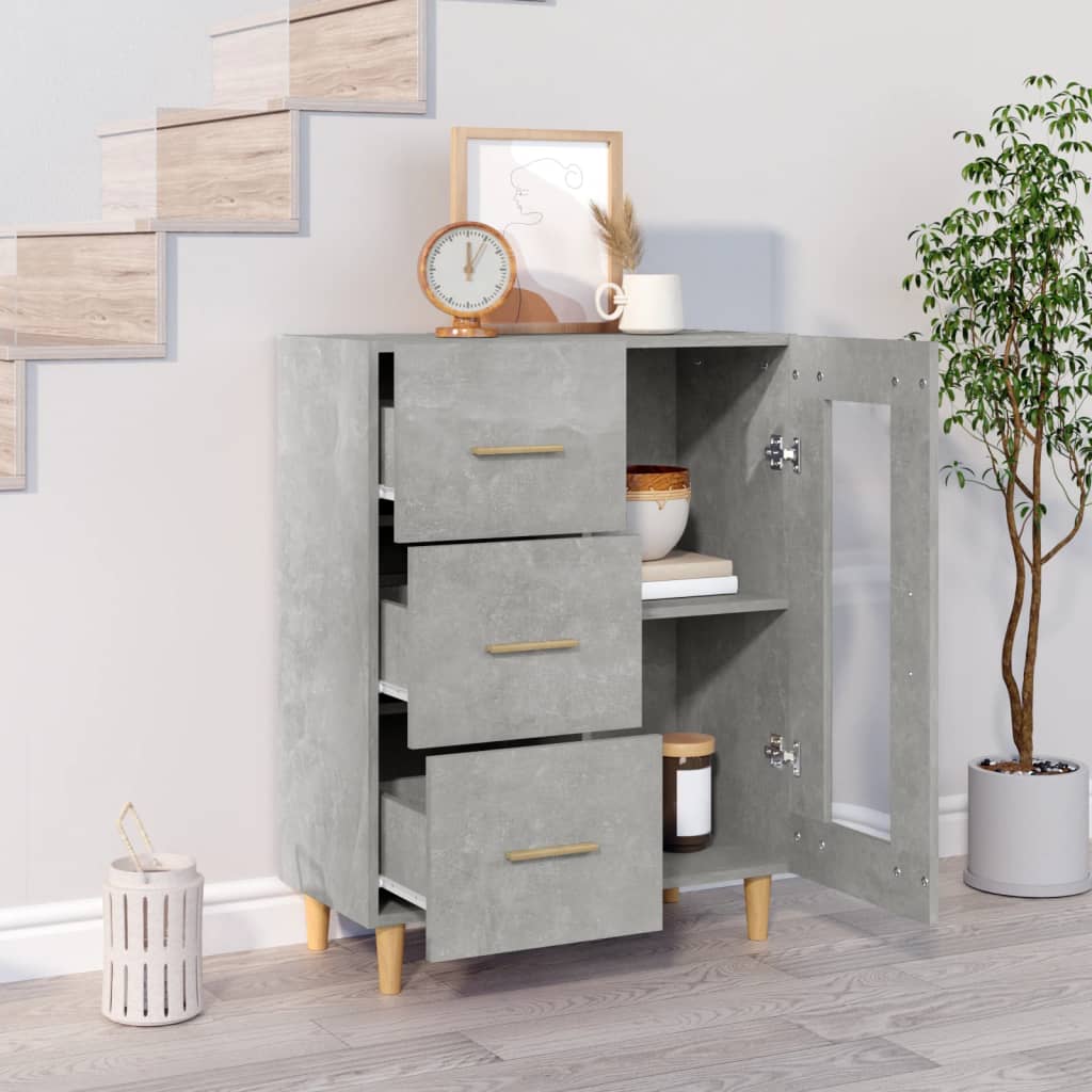 skænk 69,5x34x90 cm konstrueret træ betongrå