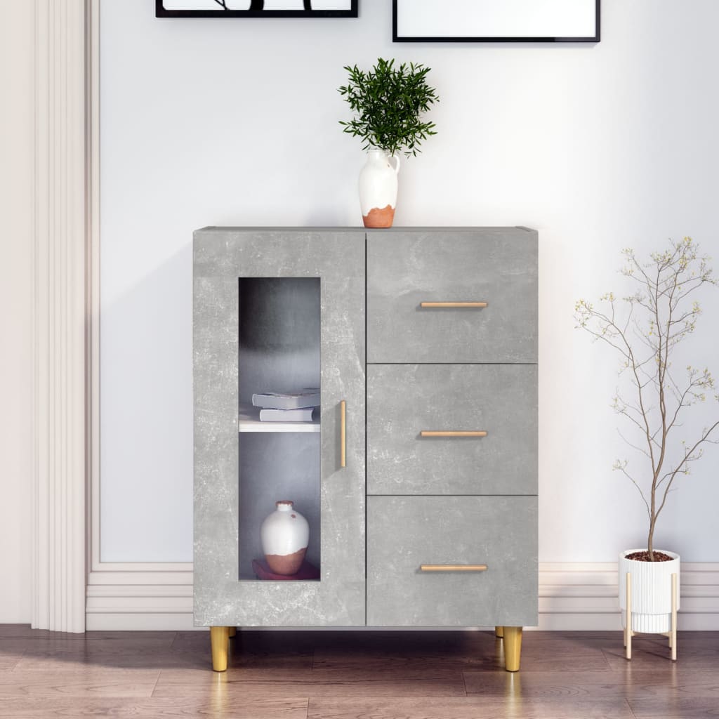 skænk 69,5x34x90 cm konstrueret træ betongrå