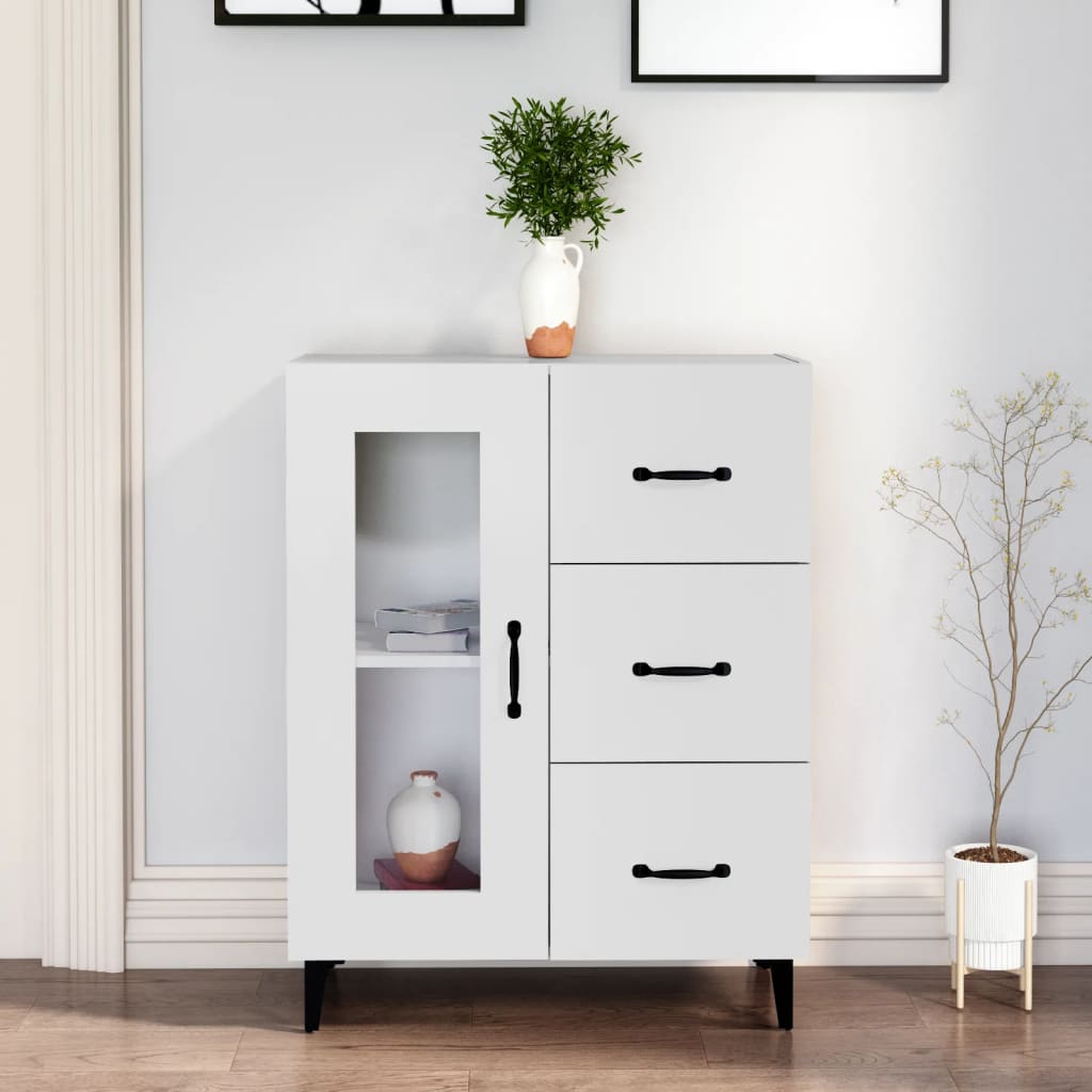 skænk 69,5x34x90 cm konstrueret træ hvid