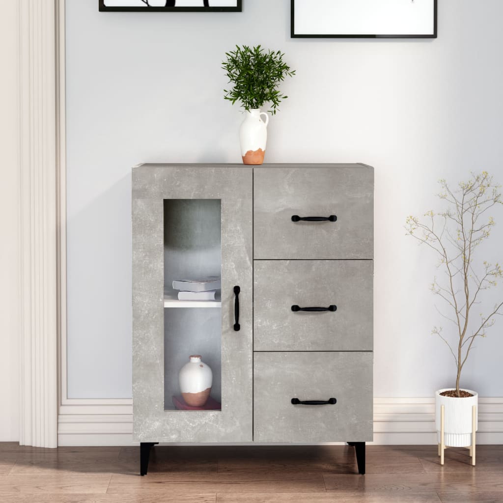 skænk 69,5x34x90 cm konstrueret træ betongrå