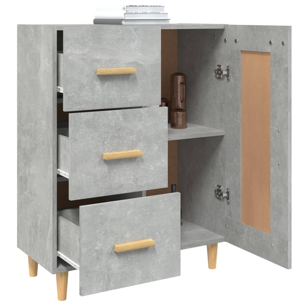 skænk 69,5x34x90 cm konstrueret træ betongrå