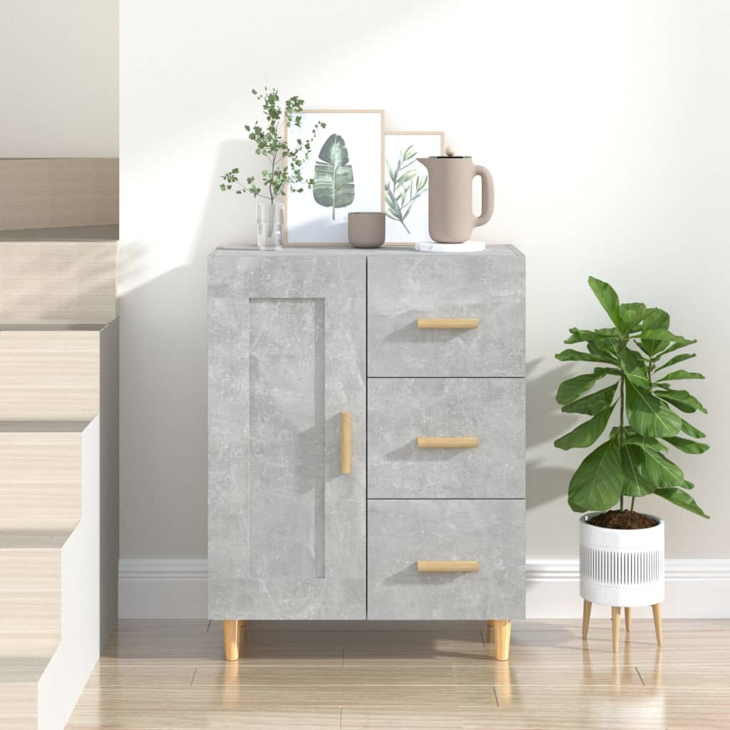 skænk 69,5x34x90 cm konstrueret træ betongrå