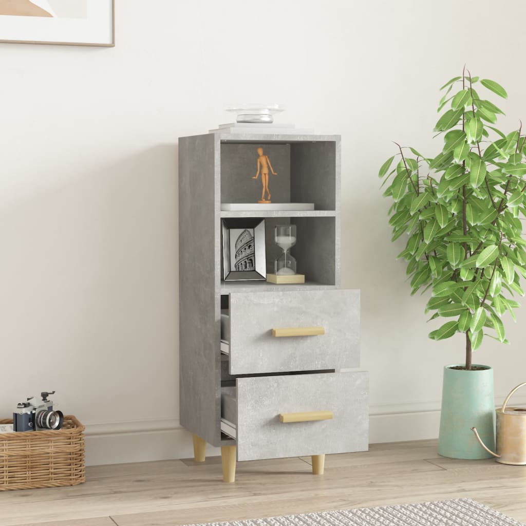 skænk 34,5x34x90 cm konstrueret træ betongrå