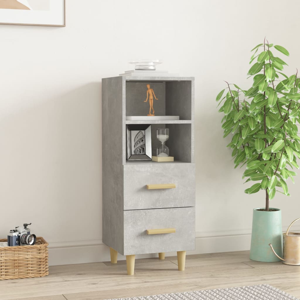 skænk 34,5x34x90 cm konstrueret træ betongrå