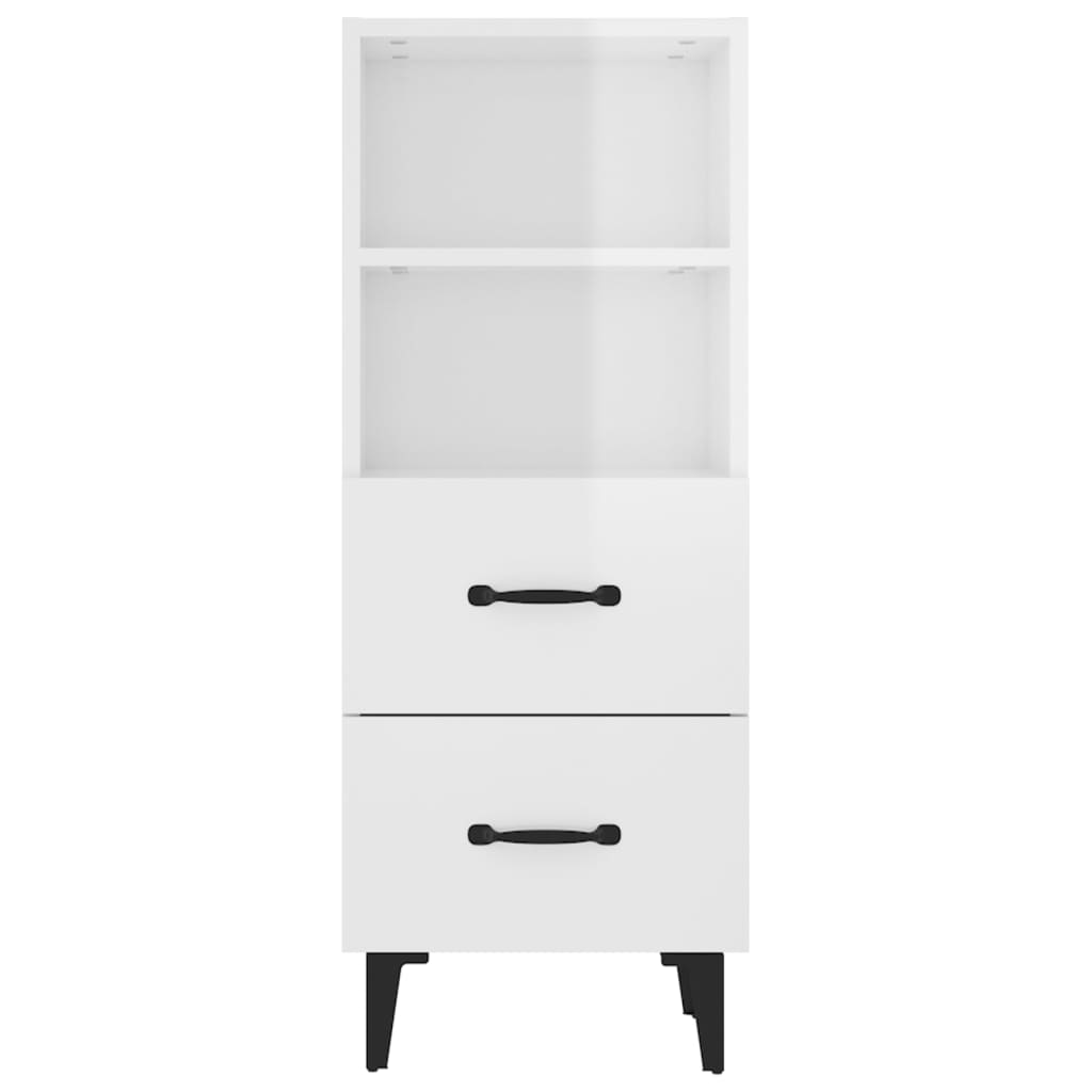 skænk 34,5x34x90 cm konstrueret træ hvid højglans
