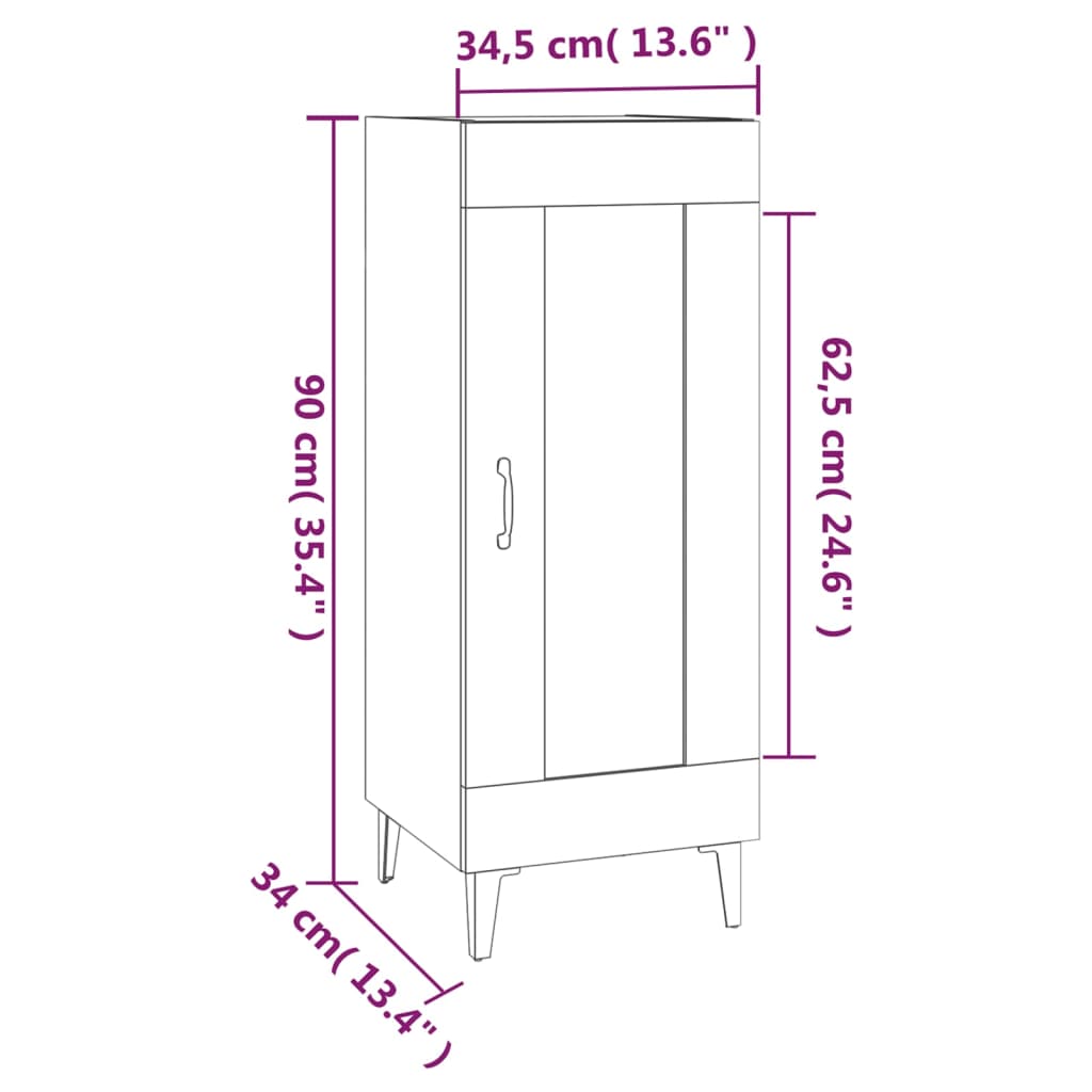 skænk 34,5x34x90 cm konstrueret træ betongrå